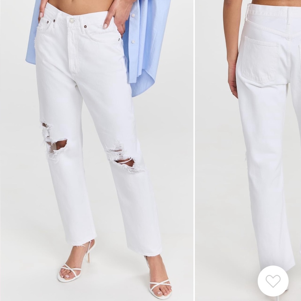 Agolde 90’s Mid Rise Women's White Distressed Jeans NWT